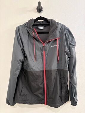 Columbia Fleece-Lined Women's Gray and Black Hooded Jacket with Pink Accents
